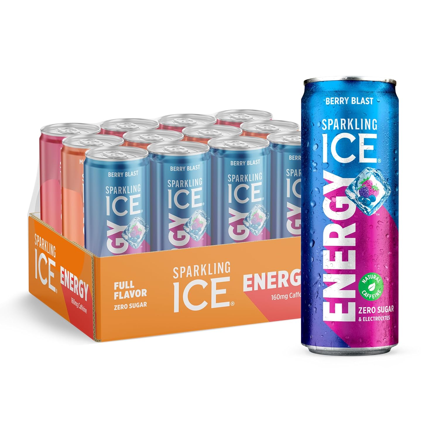 Sparkling Ice Energy Power Punch 12Pk. Energy Drinks with Vitamins + Antioxidants, Zero Sugar. 12 fl oz cans.