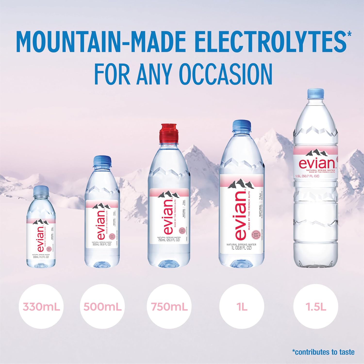 Evian Natural Spring Water, 1 L bottle, 12 pack