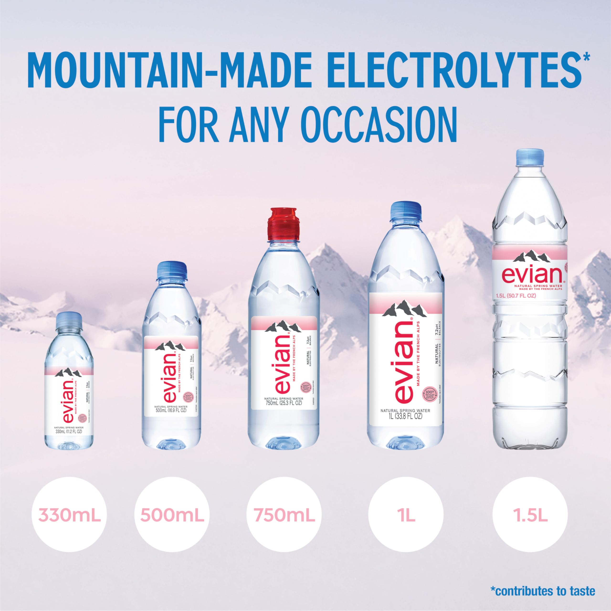 evian Natural Spring Water, PH Balanced with Natural Electrolytes, 16.9fl oz./500mL Bottles (pack of 24)