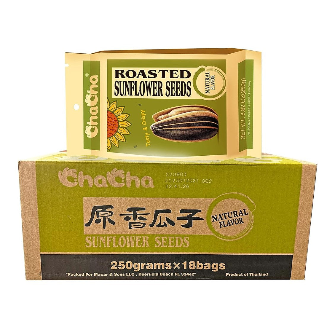 Chacha Sunflower Roasted and Salted Seeds (All Nature) 250g X 18bags