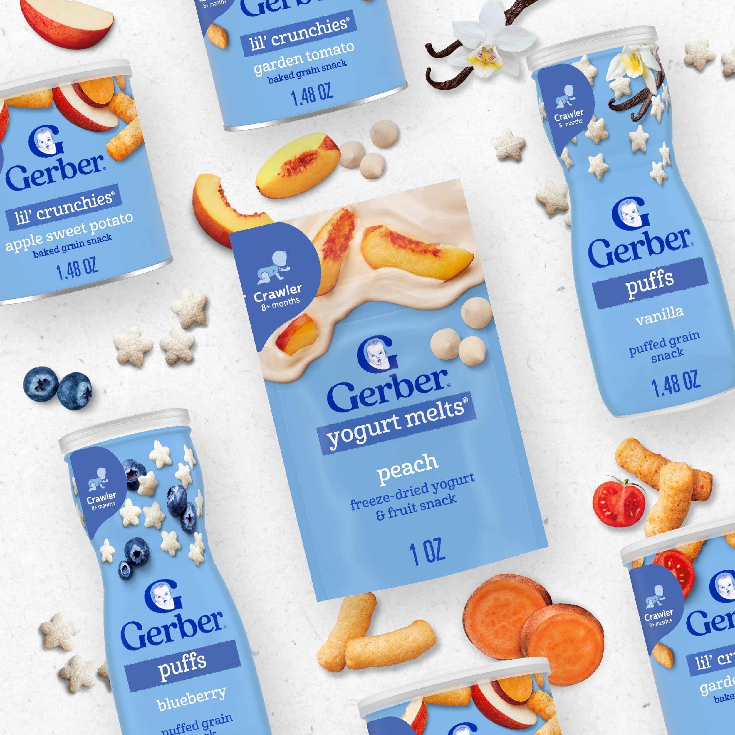 Gerber Baby Snacks Puffs, Blueberry, 1.48 Ounce (Pack of 6)