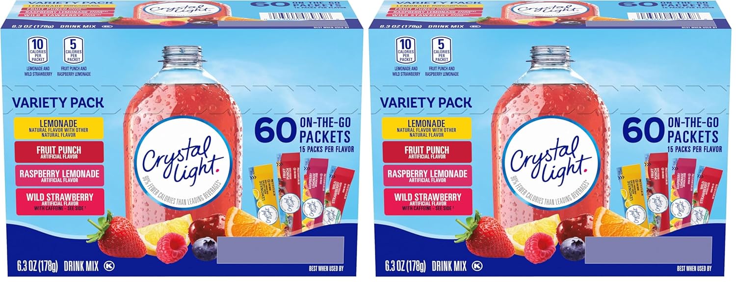 Crystal Light Pink Lemonade Drink Mix (8-Quart), 1.9-Ounce Canisters (Pack of 4)