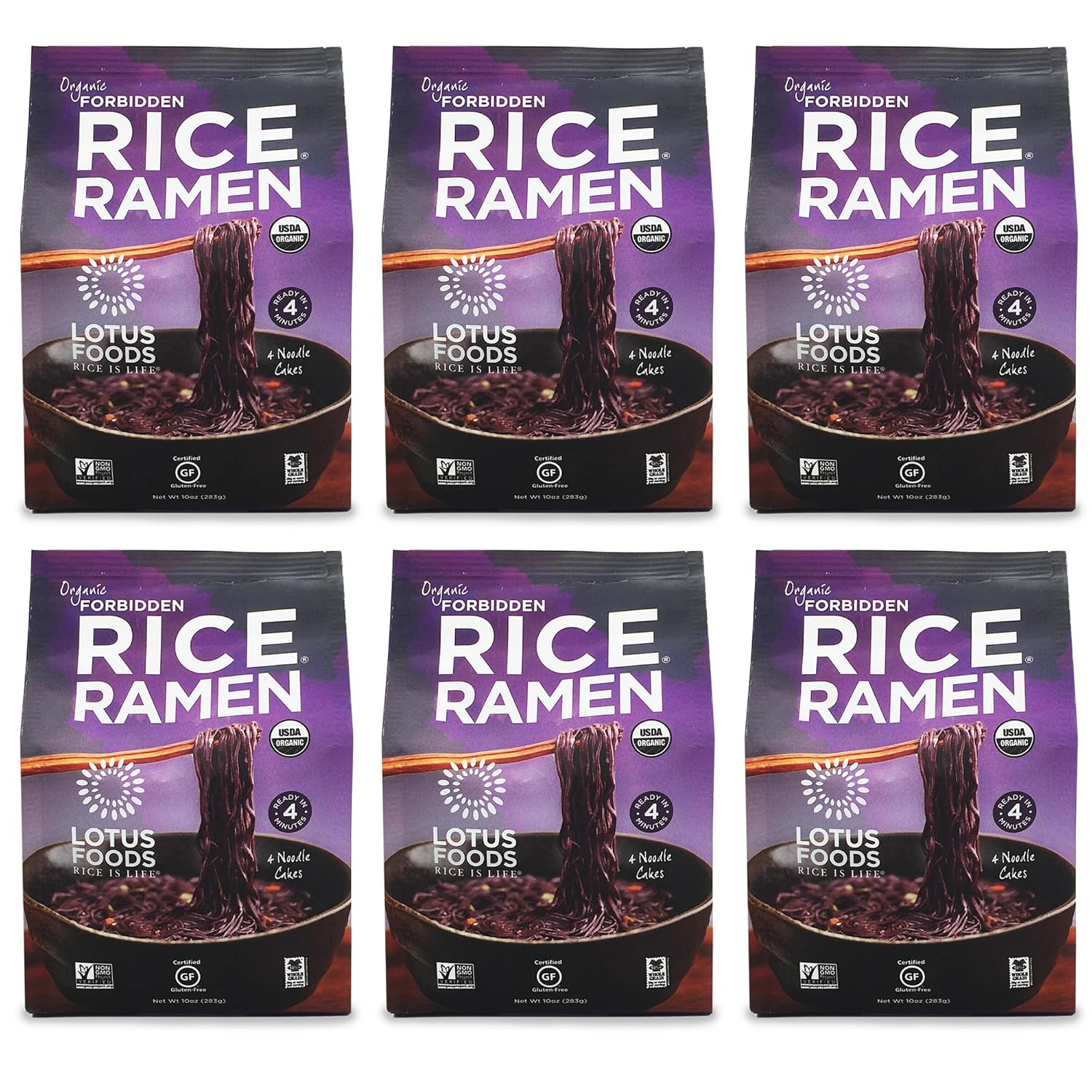 Lotus Foods Organic Millet & Brown Rice Ramen - Gluten Free Ramen Noodles, Whole Grain Ramen Noodles, Organic Vegan Ramen, Low Sodium Rice Noodles, Organic, Gluten-Free, Vegan - 10 Oz Bags (Pack of 3)