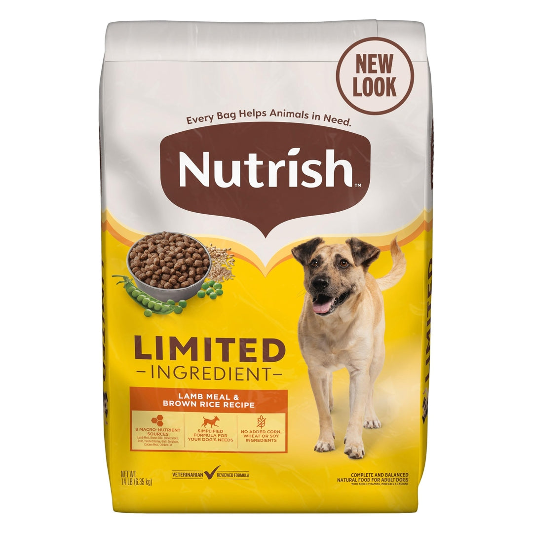 Nutrish Limited Ingredient Lamb Meal & Brown Rice Recipe Dry Dog Food, 14 lb. Bag, Packaging May Vary (Rachael Ray)
