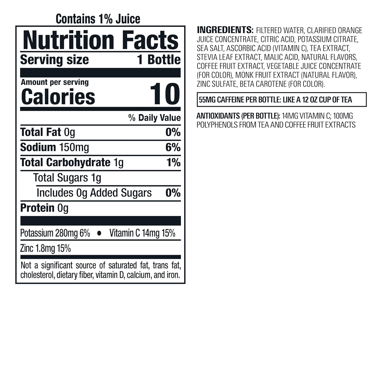 Bai Antioxidant Infused Water Beverage, Costa Rica Clementine, with Vitamin C and No Artificial Sweeteners, 18 Fluid Ounce Bottle, 12 Pack