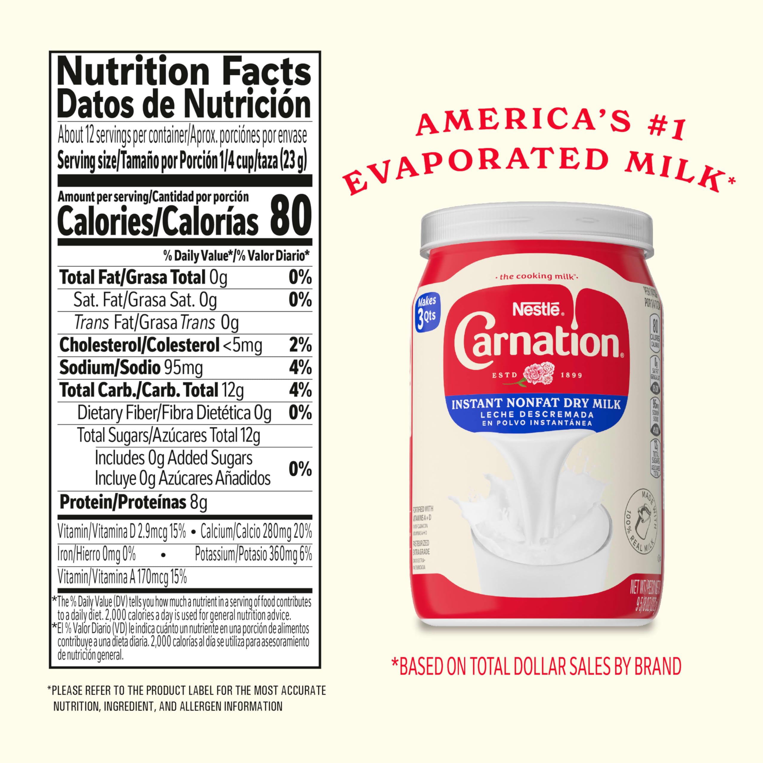 Carnation Instant Nonfat Dry Milk, 6 Count, 9.63 Ounce