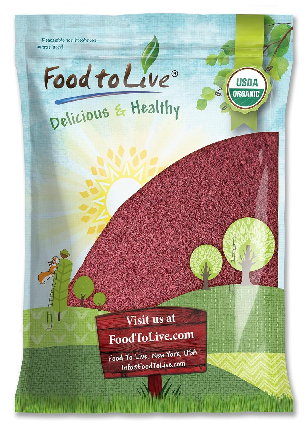 Food to Live Organic Blueberry Powder, 1 Pound - Non-GMO, Unsulfured, Raw, Vegan, Bulk, Great for Juices, Smoothies, and Instant Breakfast Drinks, Contains Maltodextrin, No Sulphites