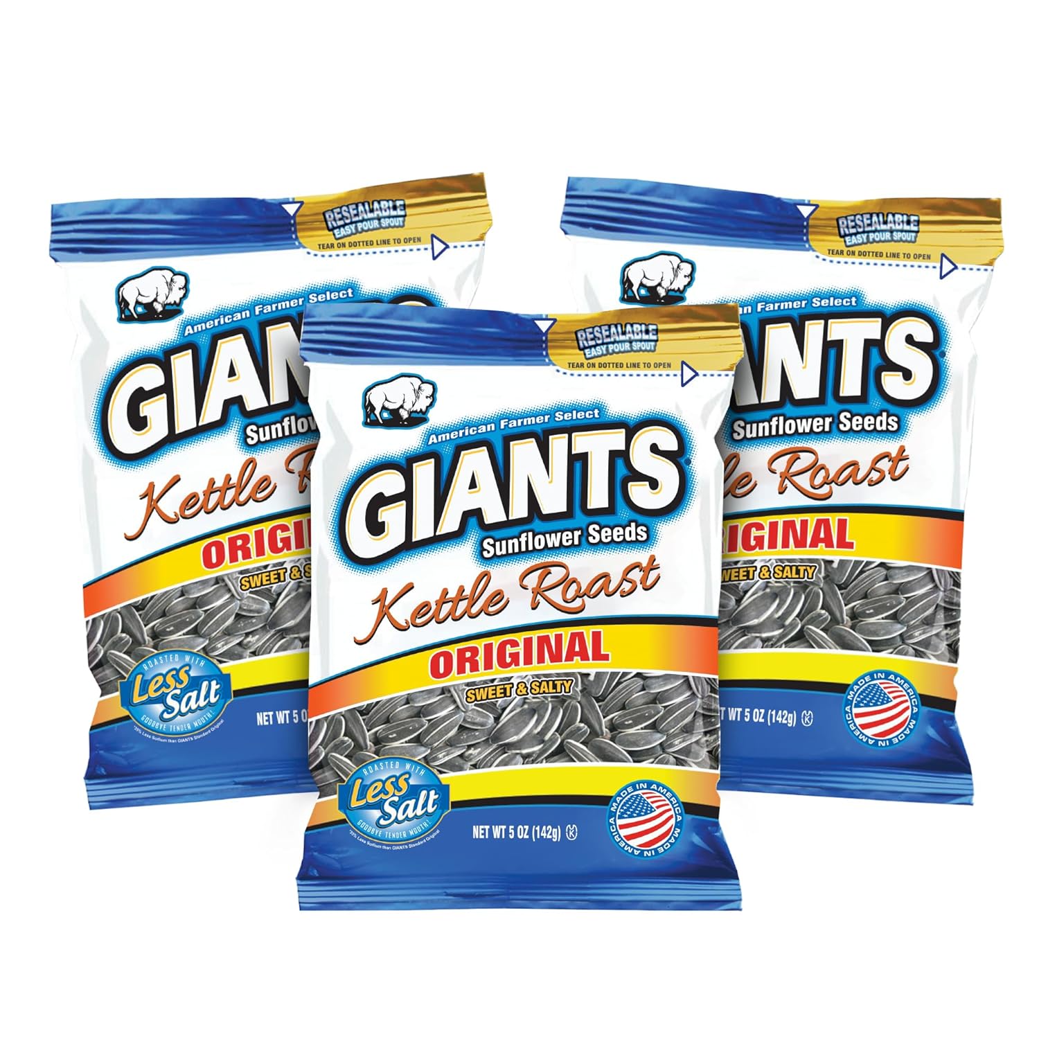 GIANTS Original Sunflower Seeds - Sunflower Seeds to Eat, Sunflower Seeds Bulk, Lightly Salted Sunflower Seeds for Eating, High Protein Snack - 5.75 oz Resealable Bags (Case of 12)