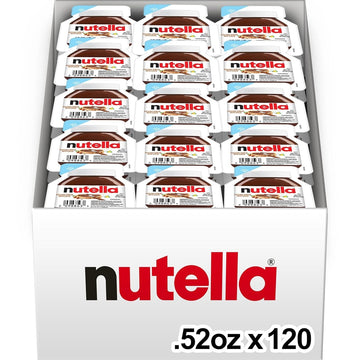 Nutella Hazelnut Spread with Cocoa for Breakfast, Bulk 120 Pack Mini Cups, 0.52 oz Each, Holiday Baking and Desserts