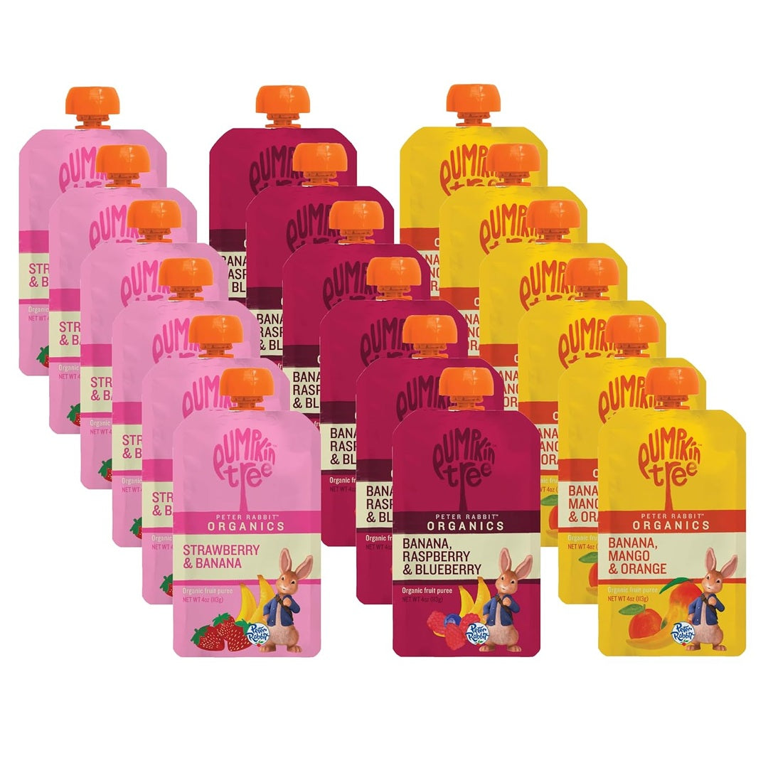 Peter Rabbit Organics Fruit Flavors Variety Pack - Squeezable Snack Pouches 4 oz. (Pack of 18)