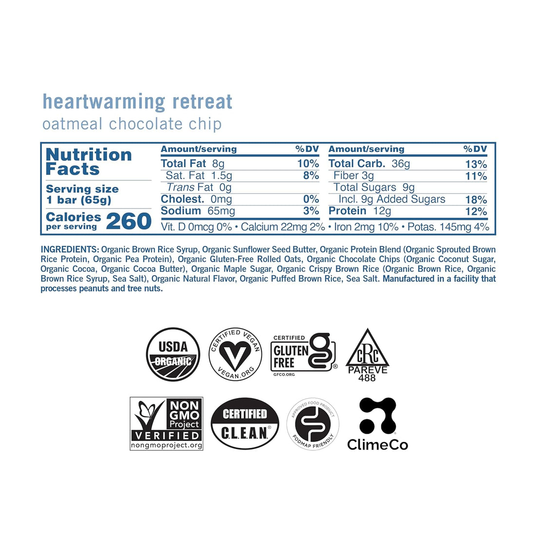 Gomacro, Nutrition Bar Oatmeal Chocolate Chip Organic 12 Count, 2.3 Ounce
