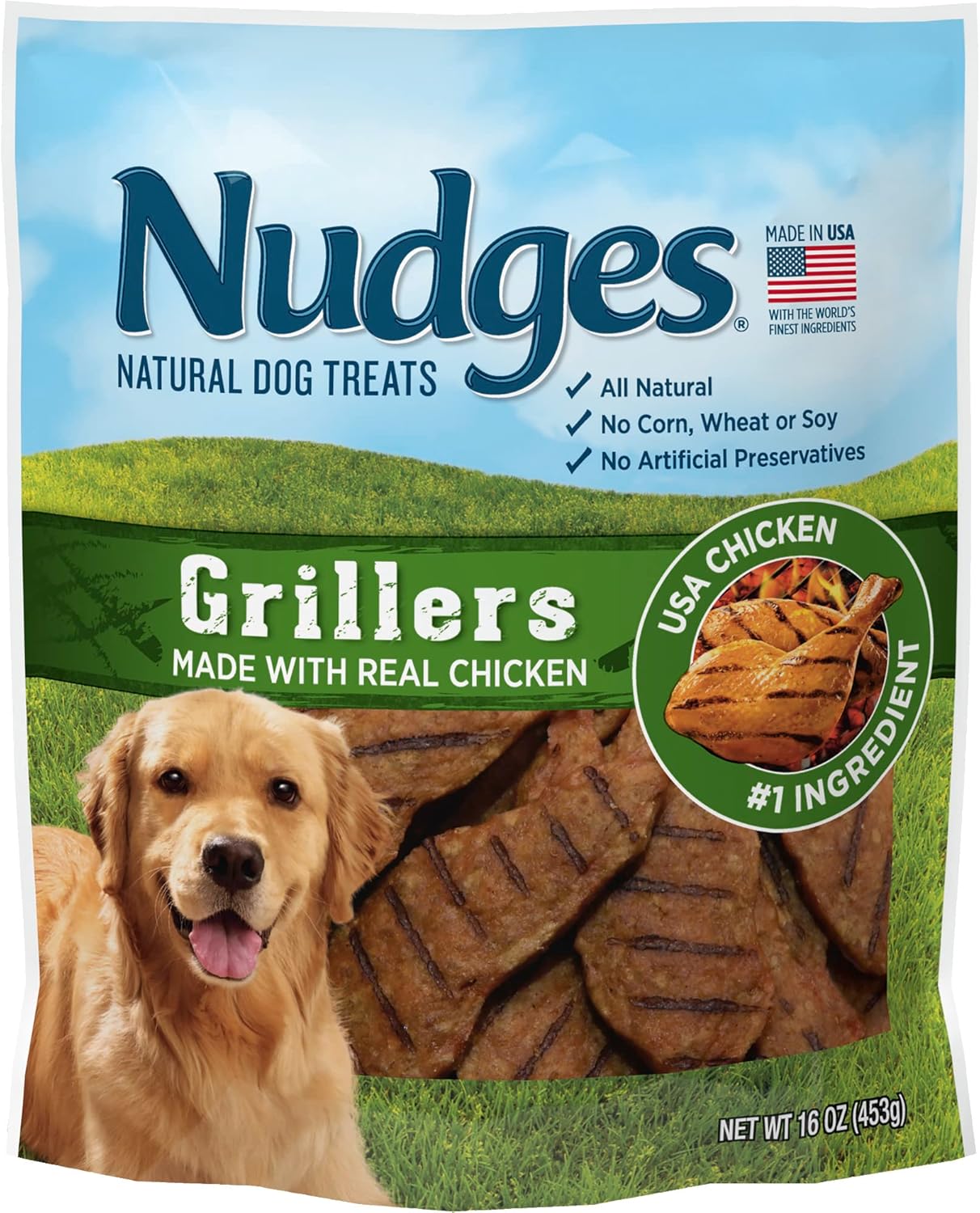 Blue Buffalo Nudges Homestyle Natural Dog Treats, Made in the USA with Real Chicken, Peas, and Carrots, 16-oz. Bag