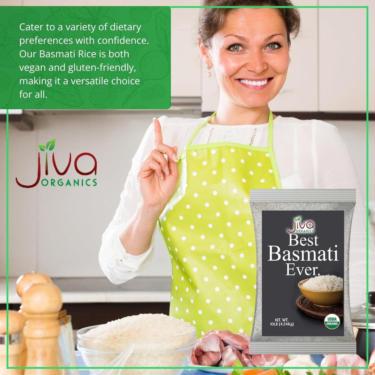 Organic Basmati Rice 10 LB Bag - Pure, Long, Premium Quality from India - by Jiva Organics