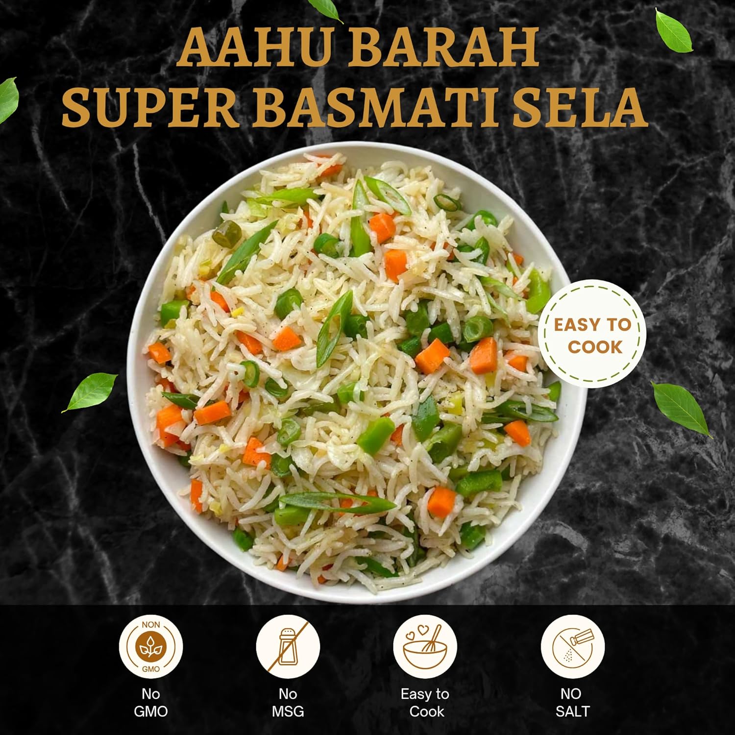 Aahu Barah Basmati Sela Rice - Extra-Long Grain for Superior Culinary Delights 10lb Pack