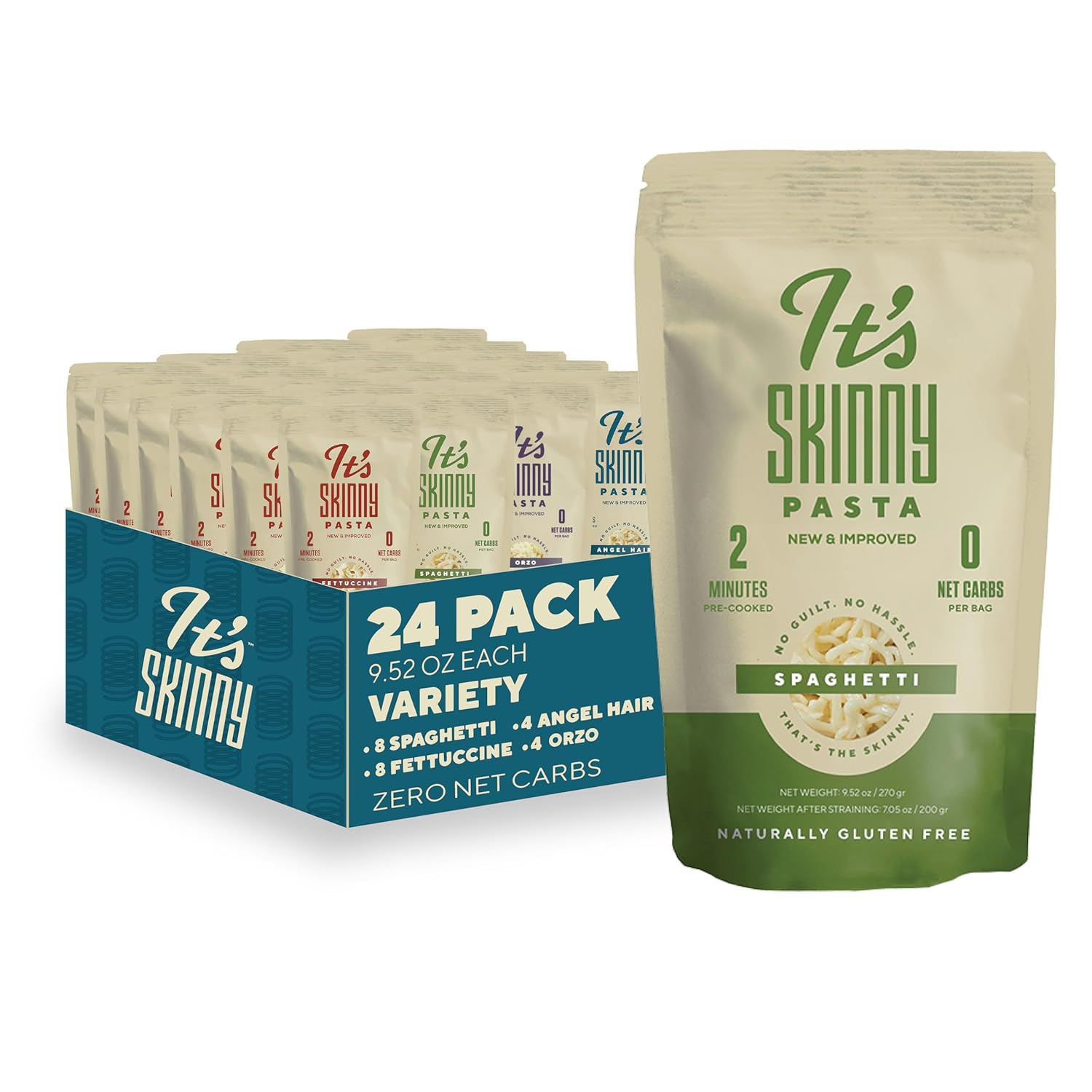 It’s Skinny Angel Hair Pasta – Low Carb Pasta, Gluten Free, Keto & Vegan-Friendly, Shirataki Konjac, Sugar-Free, High in Fiber, Only 4.5 Calories Per Serving, Ready in 2 Minutes (6 Packs)