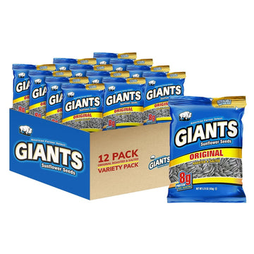 GIANTS Original Sunflower Seeds - Sunflower Seeds to Eat, Sunflower Seeds Bulk, Lightly Salted Sunflower Seeds for Eating, High Protein Snack - 5.75 oz Resealable Bags (Case of 12)