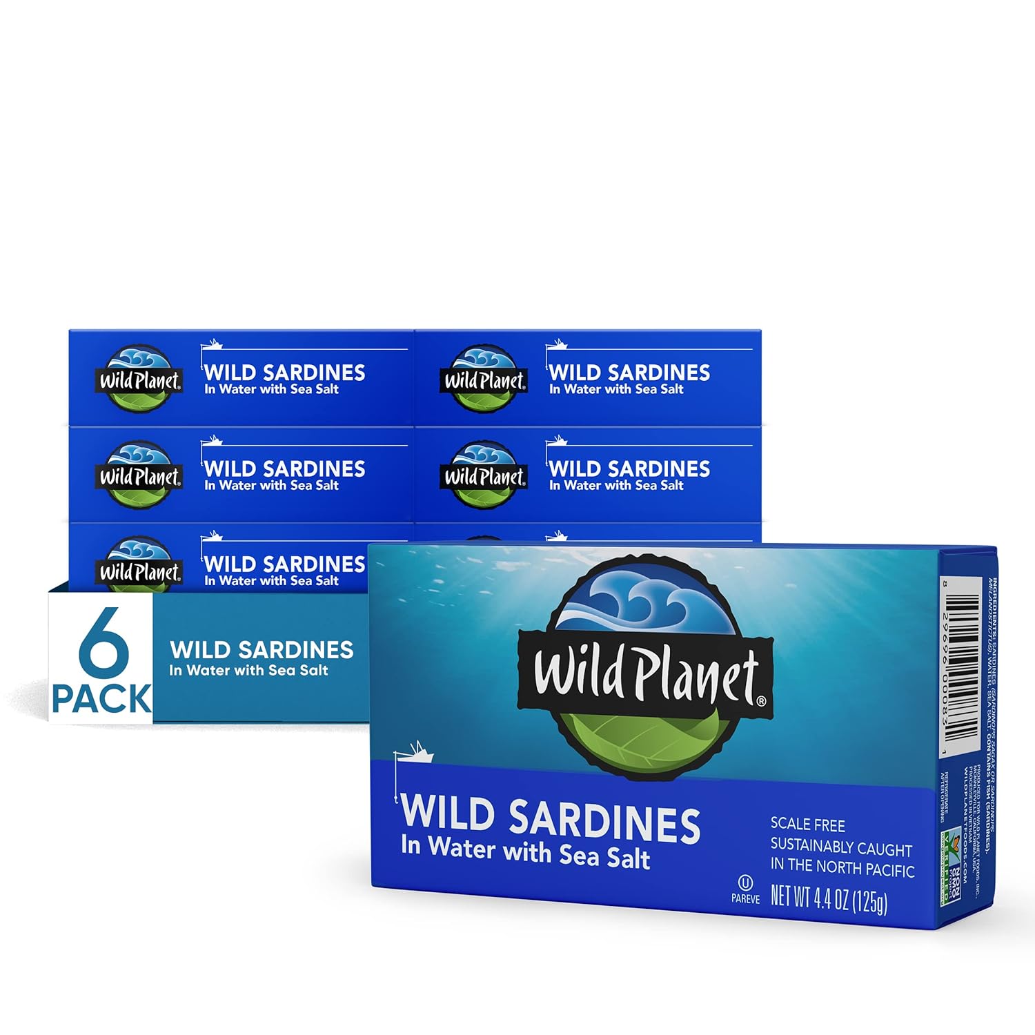 Wild Planet Wild Sardines in Water, No Salt Added, Tinned Fish, Non-GMO, Sustainable 4.4 Ounce , (Pack of 12)