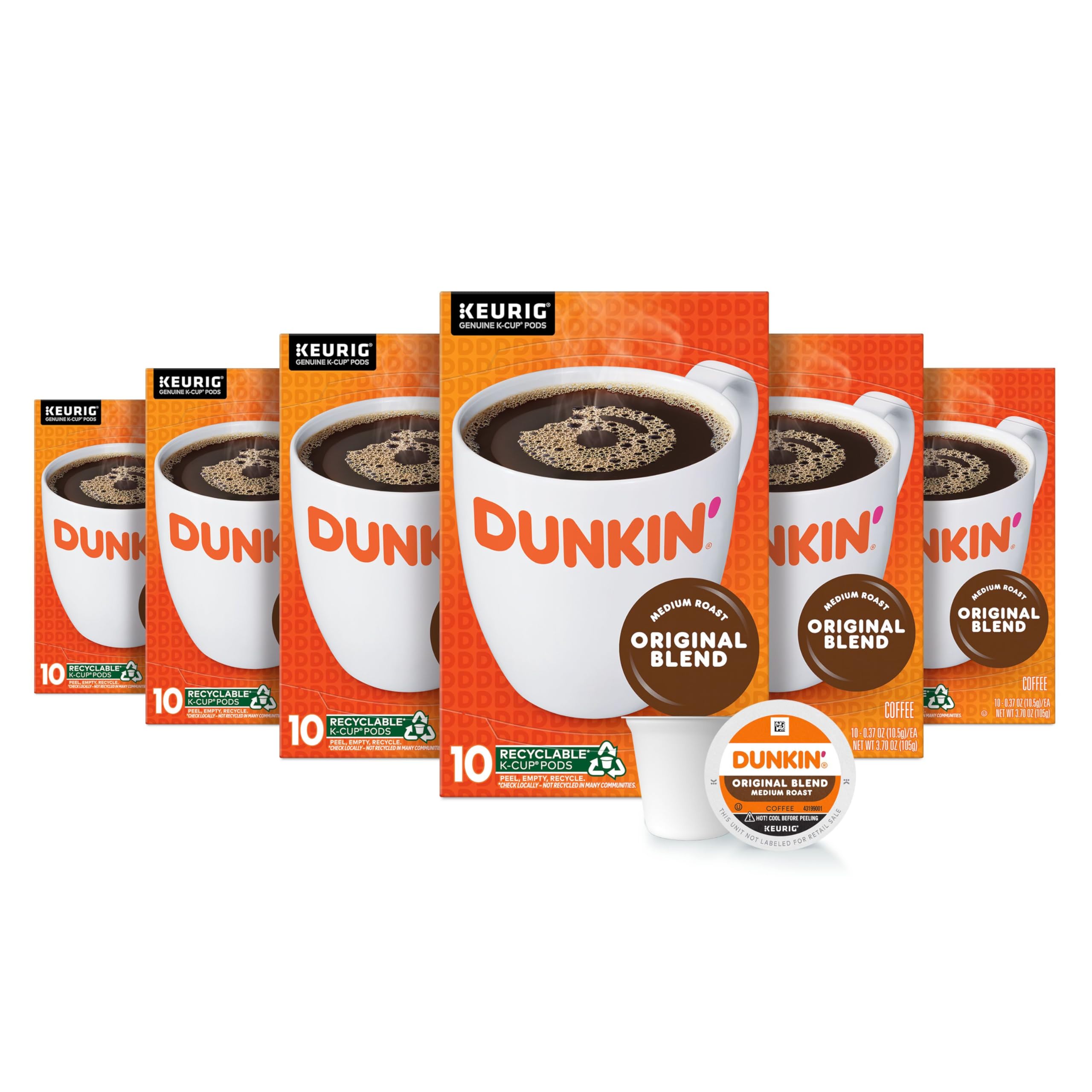 Dunkin' Original Blend Medium Roast Coffee, 60 Keurig K-Cup Pods