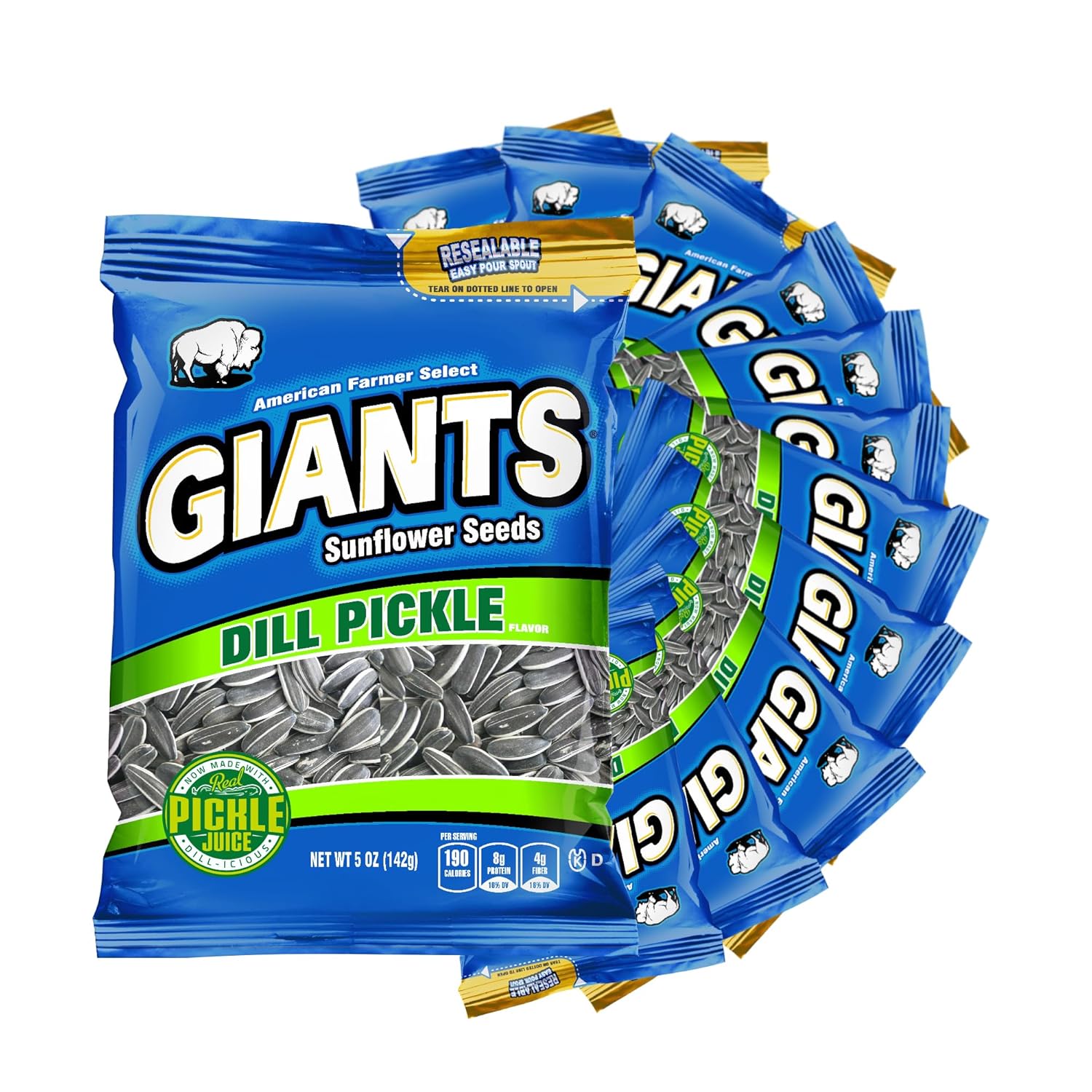 GIANTS Original Sunflower Seeds - Sunflower Seeds to Eat, Sunflower Seeds Bulk, Lightly Salted Sunflower Seeds for Eating, High Protein Snack - 5.75 oz Resealable Bags (Case of 12)