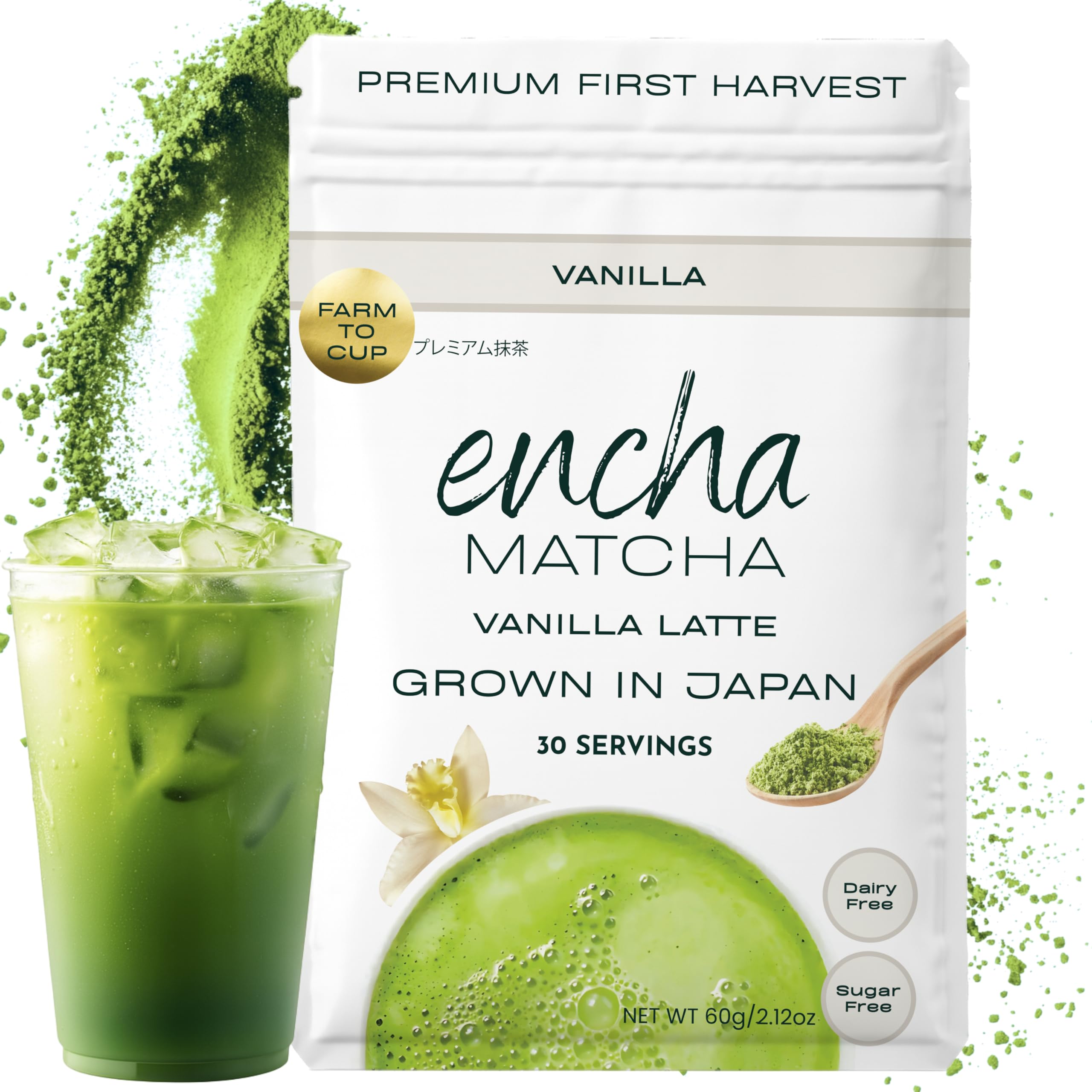 Encha Ceremonial Grade Matcha Powder - Organic First Harvest Japanese Matcha Green Tea, Matcha Tea From Uji, Japan (60g/2.12oz)