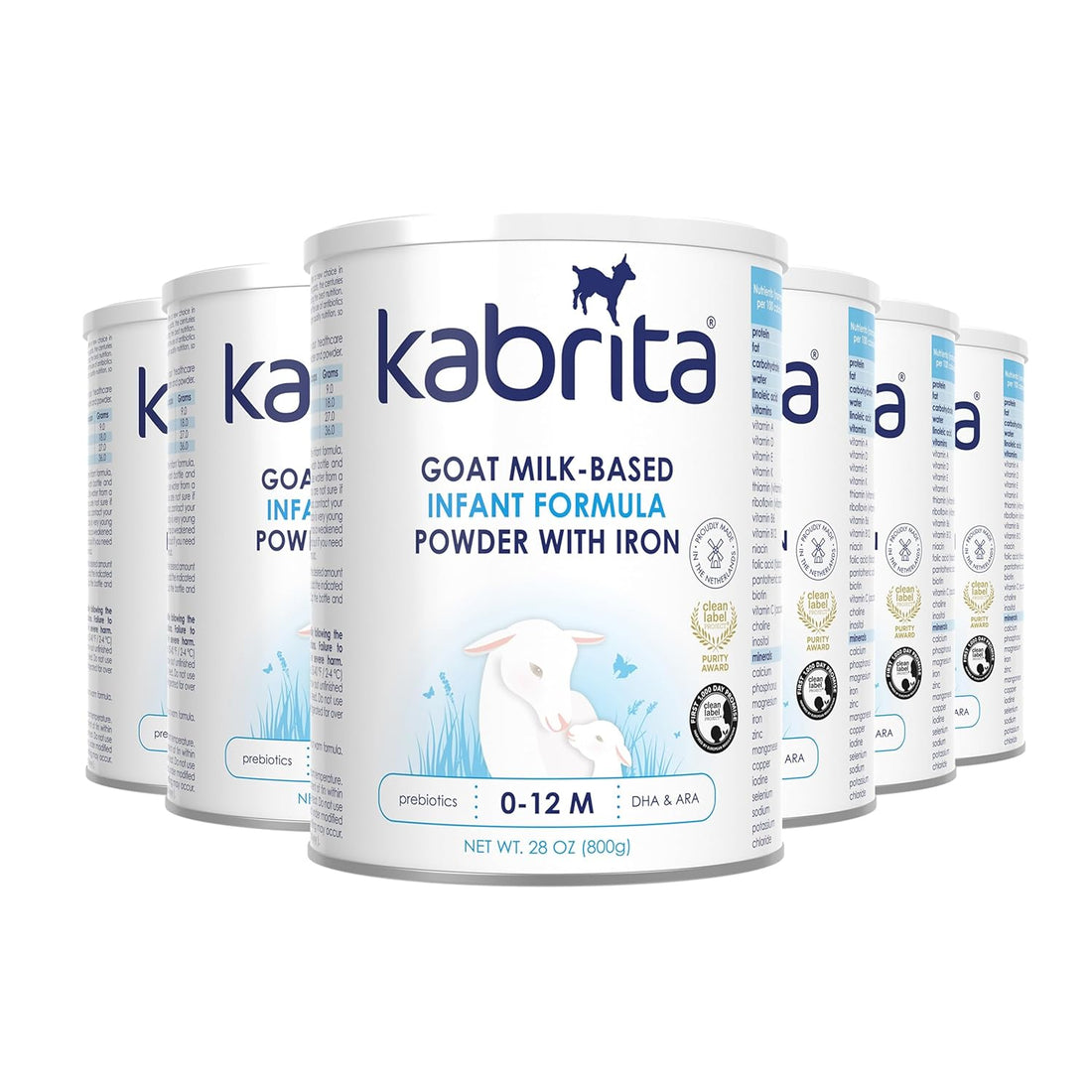 Kabrita Goat Milk-Based Infant Formula Powder with Iron, DHA, ARA & Prebiotics, for Infants 0–12 Months, Non-GMO, 28 oz