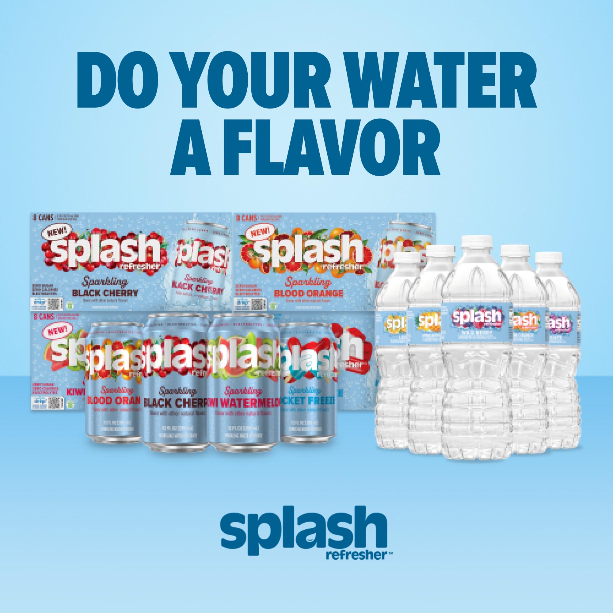 SPLASH REFRESHER Flavored Water Bottles, Lemon Flavor - 6-Pack, 16.9 Fl Oz - Refreshing Flavored Bottled Water with Electrolytes - Zero Sugar & Zero Calories
