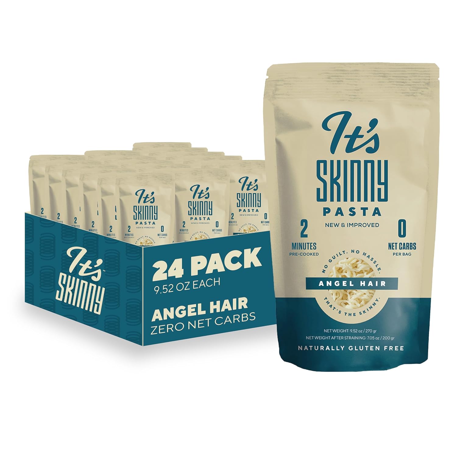 It’s Skinny Angel Hair Pasta – Low Carb Pasta, Gluten Free, Keto & Vegan-Friendly, Shirataki Konjac, Sugar-Free, High in Fiber, Only 4.5 Calories Per Serving, Ready in 2 Minutes (6 Packs)