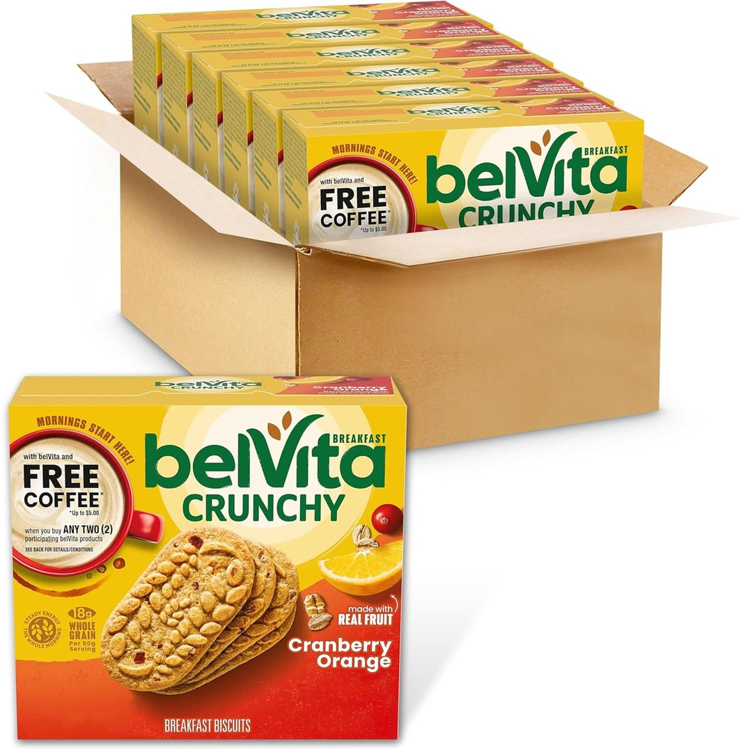 belVita Breakfast Bars Biscuits, Cranberry Orange, 30 Total Packs, 6 Boxes (4 Biscuits Per Pack)
