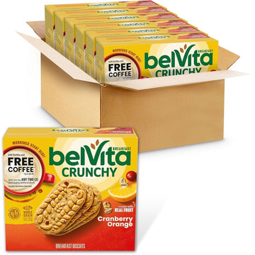 belVita Breakfast Bars Biscuits, Cranberry Orange, 30 Total Packs, 6 Boxes (4 Biscuits Per Pack)