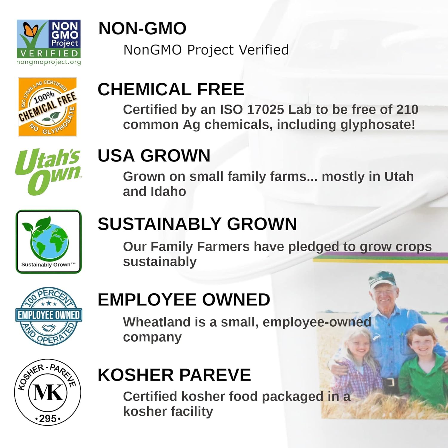 Wheatland™ White Rice • Delicious • Healthy Food Option • 20 lbs. Bulk Rice • Mylar and Bucket Provide 25 Year Shelf Life • Emergency Food Storage • Non-GMO • High Trust Seller • 40 Year Legacy of Prepping