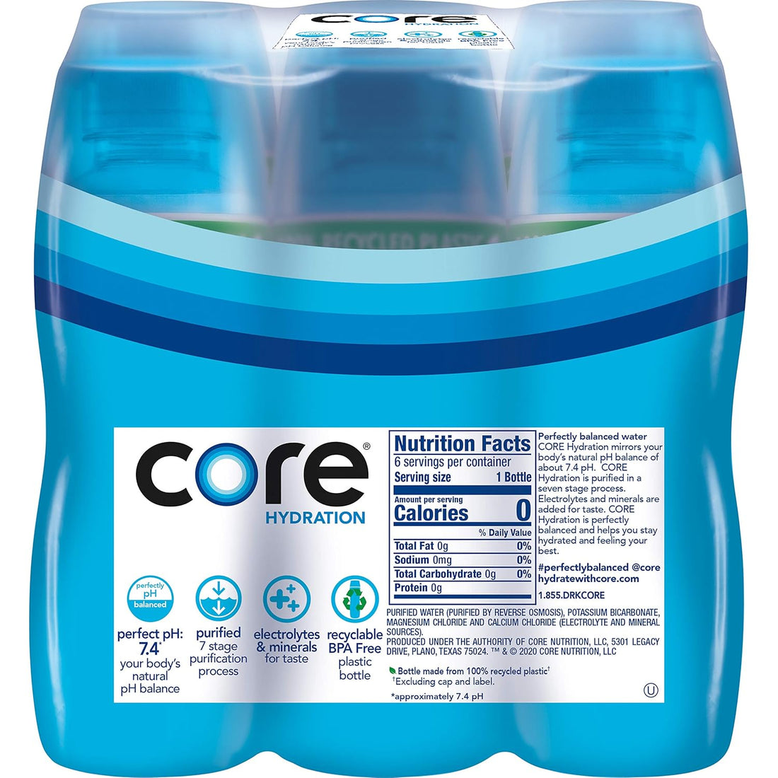Core Hydration Perfectly Balanced Water, .5 L bottles, 24 Count (4 Packs of 6)