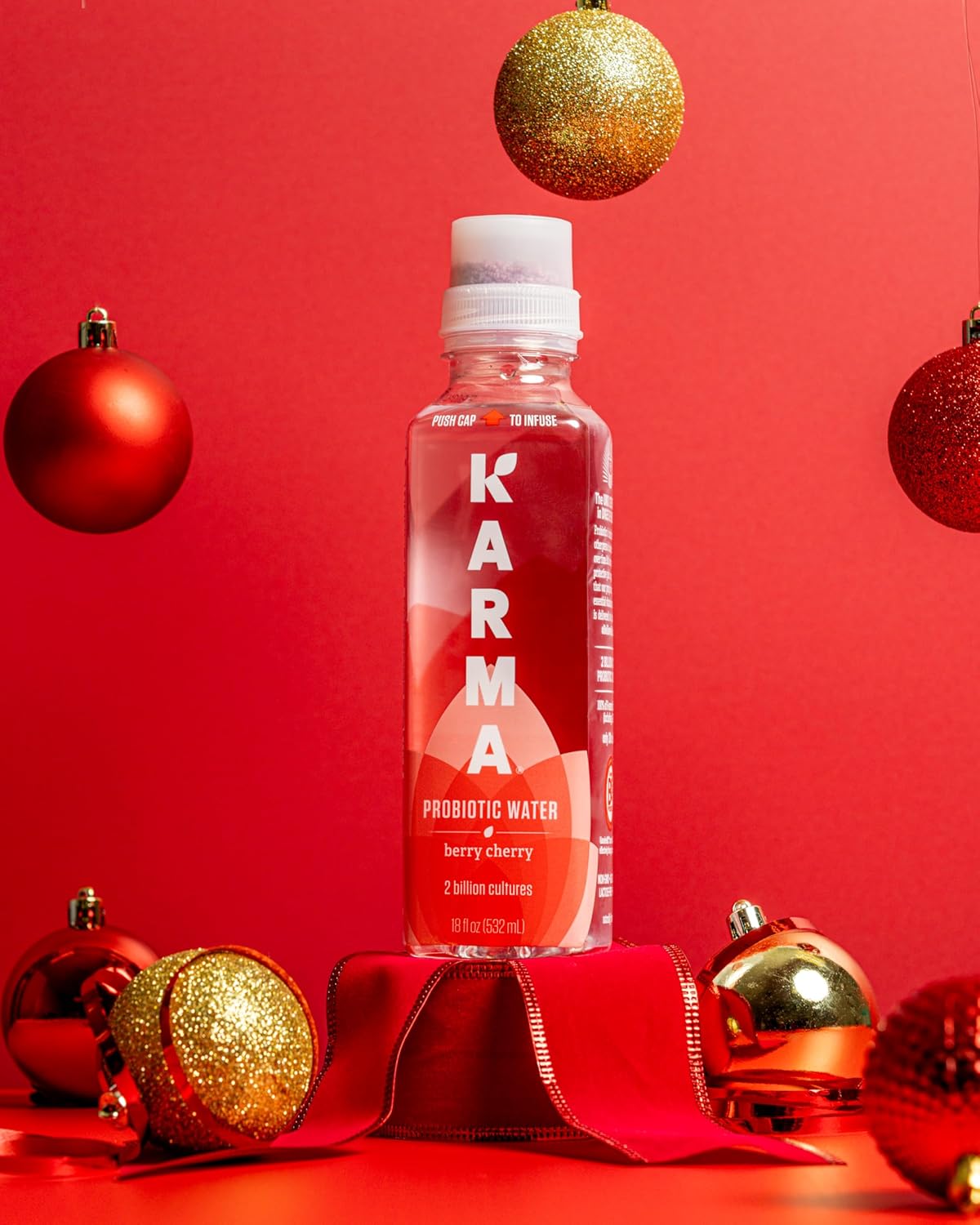 Karma Probiotic Water - 12 Pack, Berry Cherry Drink - Immune & Gut Health Support