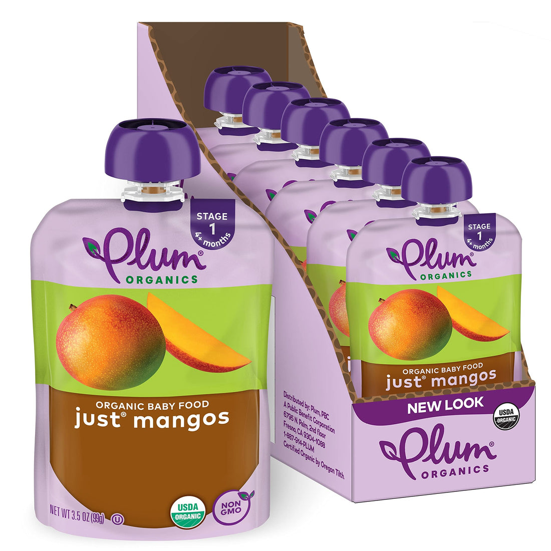 Plum Organics Stage 1 Organic Baby Food - Just Prunes - 3.5 oz Pouch (Pack of 12) - Organic Baby Food Pouch