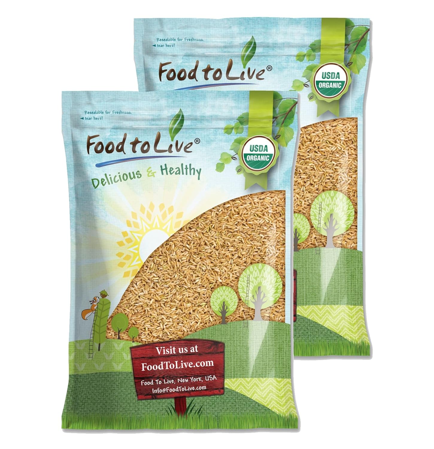 Food to Live Organic Brown Basmati Rice, 5 Pounds Non-GMO, Whole Long-Grain Rice Variety, Fragrant, Kosher, Vegan, Bulk. Less Starch Content. High in Dietary Fiber. Great for Making Stir-Fries