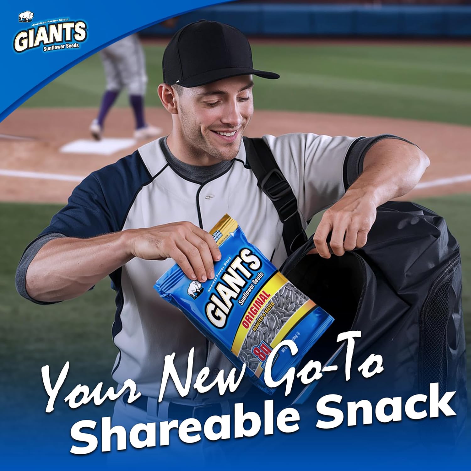 GIANTS Original Sunflower Seeds - Sunflower Seeds to Eat, Sunflower Seeds Bulk, Lightly Salted Sunflower Seeds for Eating, High Protein Snack - 5.75 oz Resealable Bags (Case of 12)