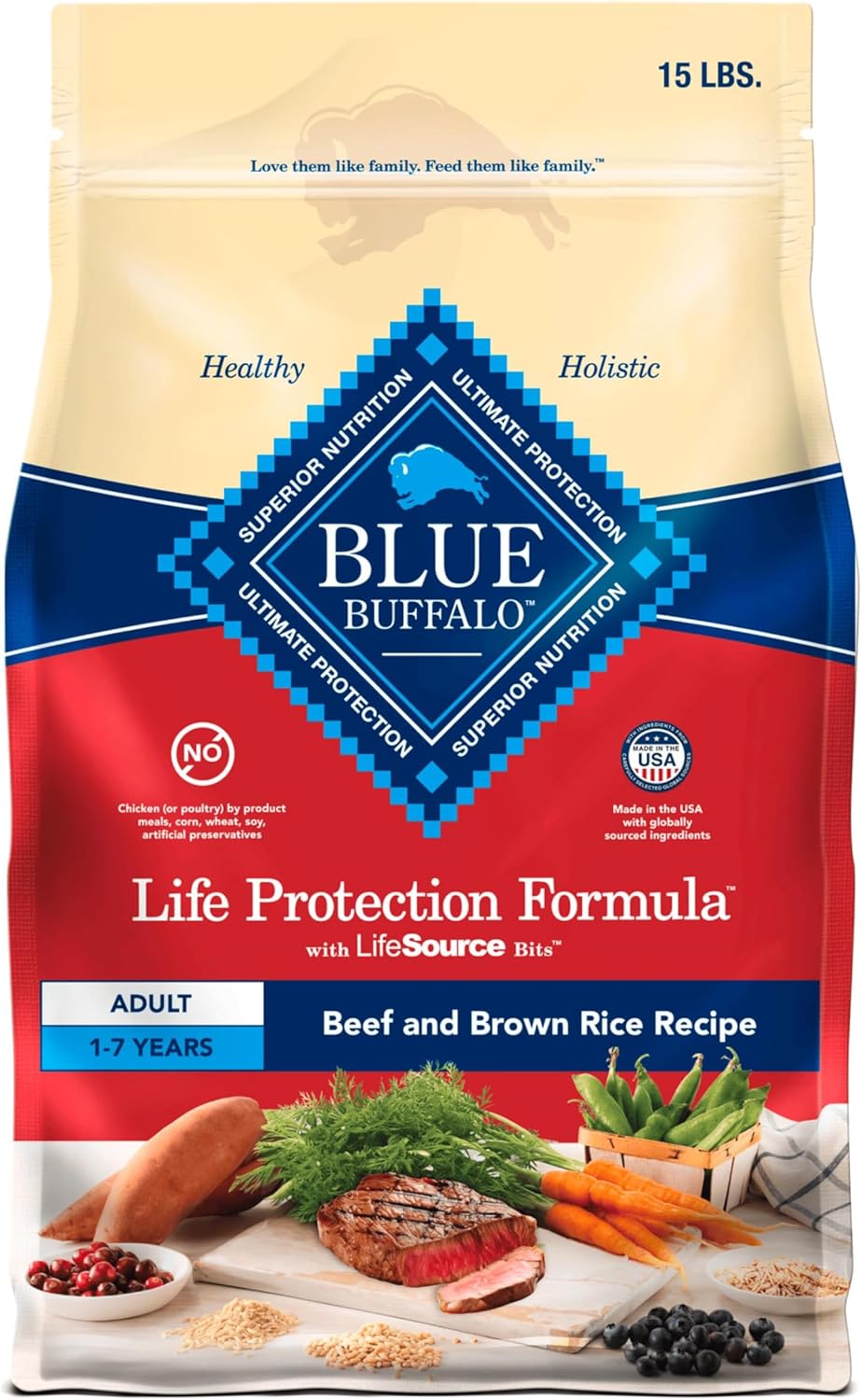 Blue Buffalo Life Protection Formula Adult Dry Dog Food, Helps Build and Maintain Strong Muscles, Made with Natural Ingredients, Chicken & Brown Rice Recipe, 30-lb. Bag