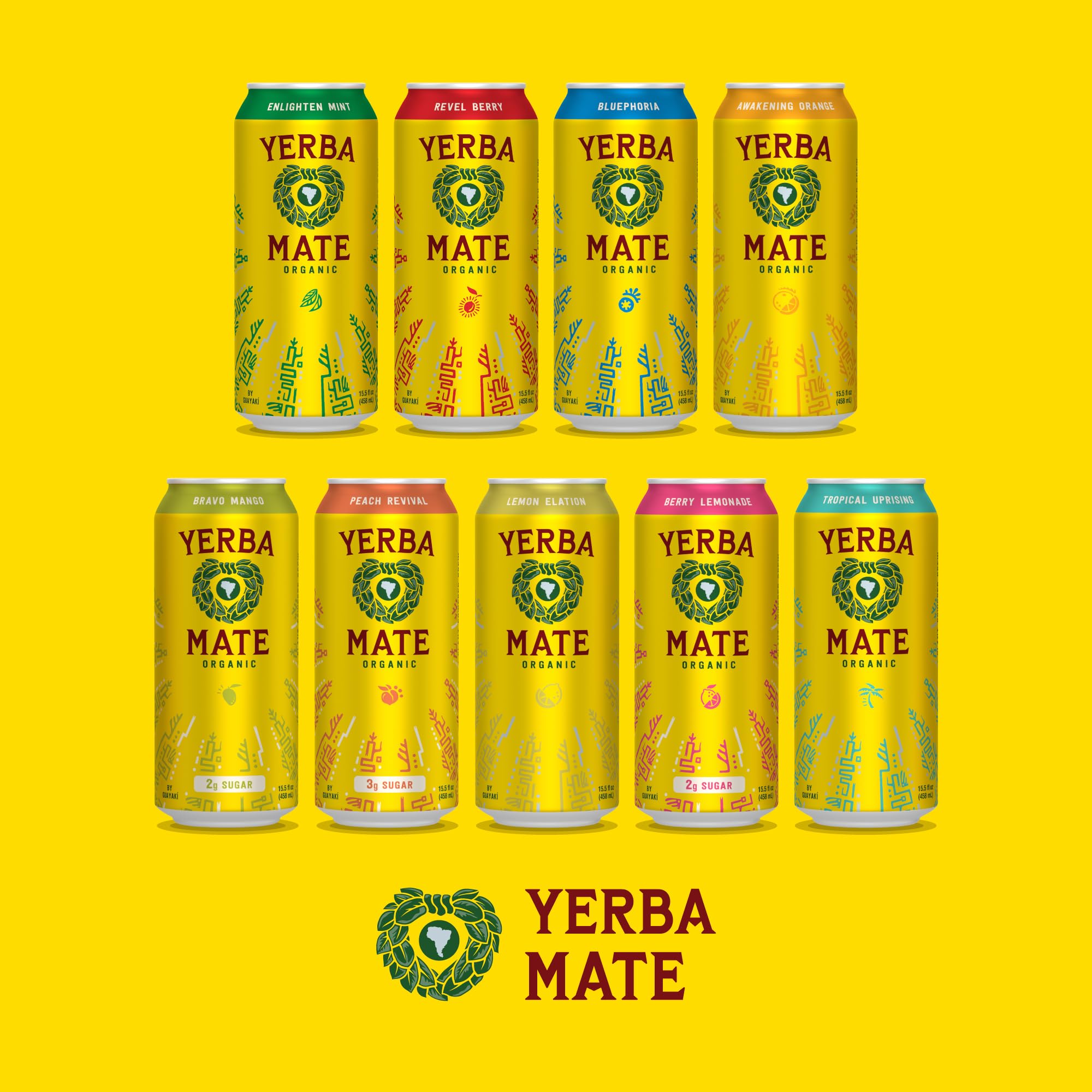 Yerba Madre Organic Yerba Mate, Enlighten Mint, 150mg Natural Caffeine, Energy Drink Alternative, No Jitters or Crash, 15.5 Oz Cans (Pack of 12)