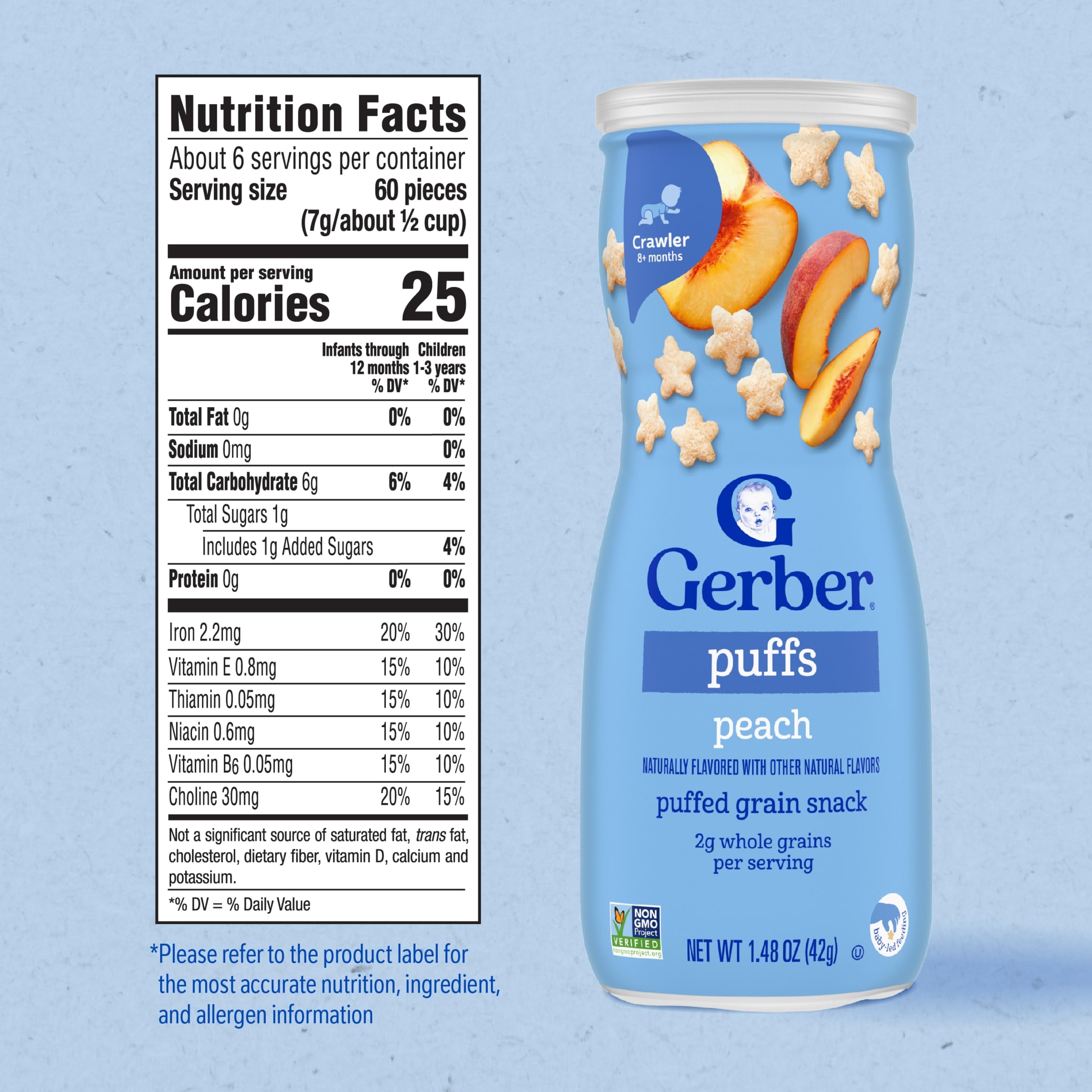 Gerber Baby Snacks Puffs, Blueberry, 1.48 Ounce (Pack of 6)