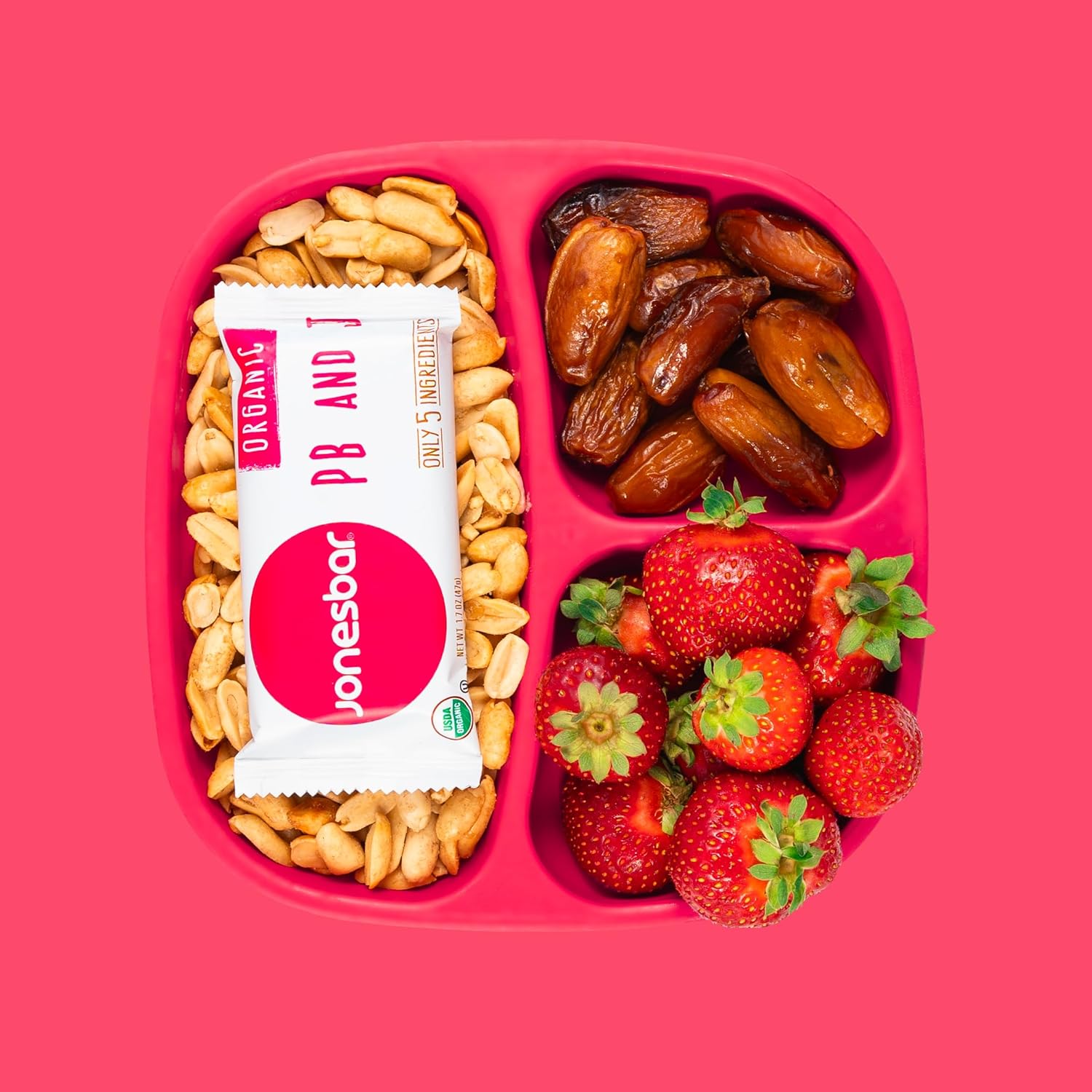 JONESBAR Organic Plant Based Protein Bars | Peanut Butter and Jelly | Fruit & Nut Bar, Kosher, Gluten Free, Breakfast Bars, School Snacks, Vegan Snack & Healthy Snacks for Adults and Kids (Pack of 12)