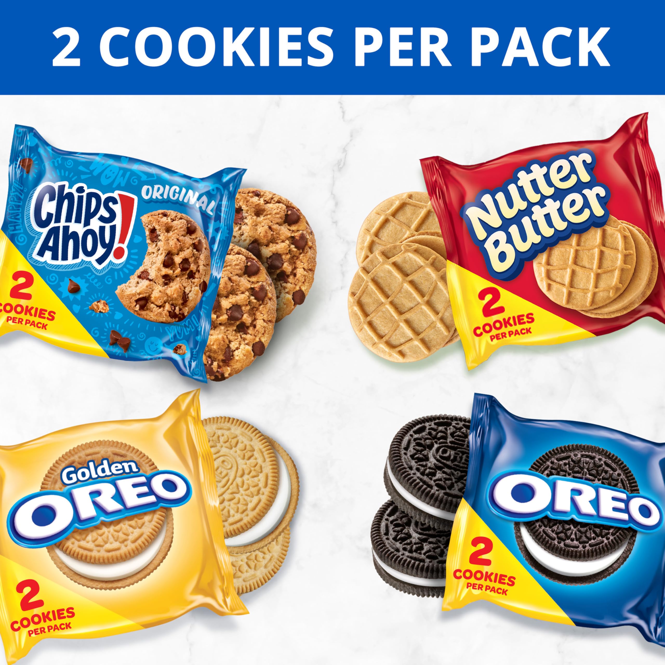 OREO Original, OREO Golden, CHIPS AHOY! & Nutter Butter Cookie Snacks Variety Pack, 56 Snack Packs (2 Cookies Per Pack)