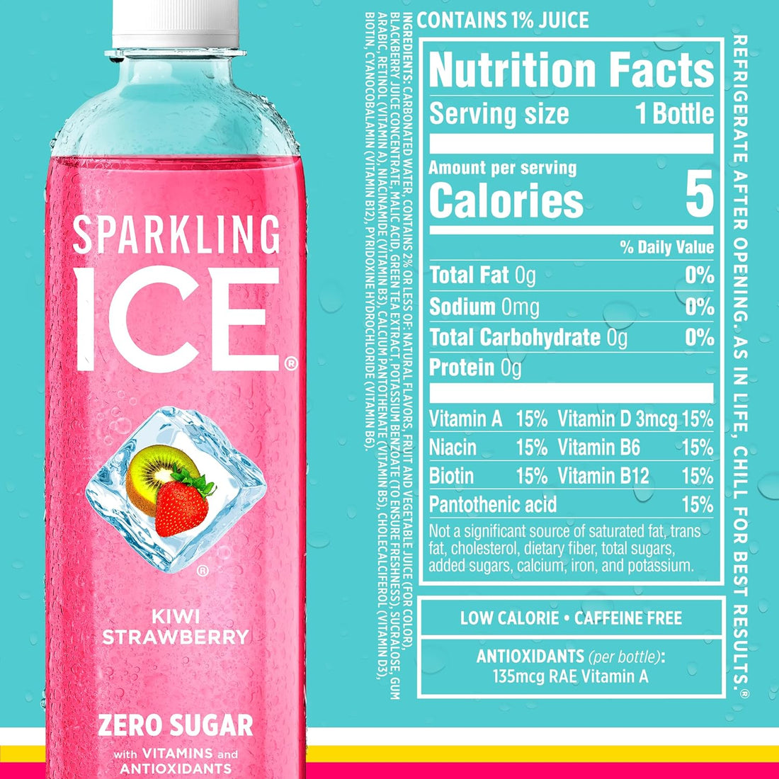 Sparkling Ice STARBURST Red Variety Pack, Zero Sugar Flavored Sparkling Water, Vitamins & Antioxidants, 17 fl oz, 12 count (Kiwi Strawberry, Black Cherry, Starburst Fruit Punch, Starburst Watermelon)
