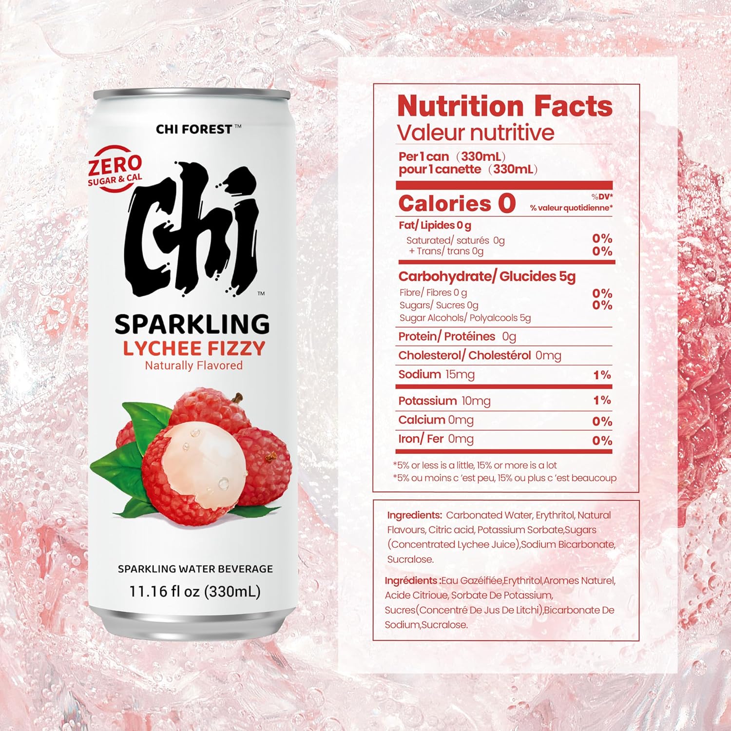 CHI FOREST Lychee Fizzy Sparkling Water (11.16 oz* 24)