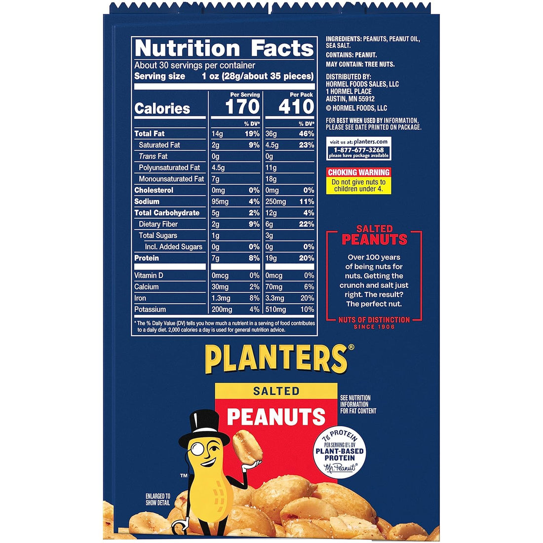 PLANTERS Salted Peanuts, 2.5 oz, 15-Pack, Snack Nuts