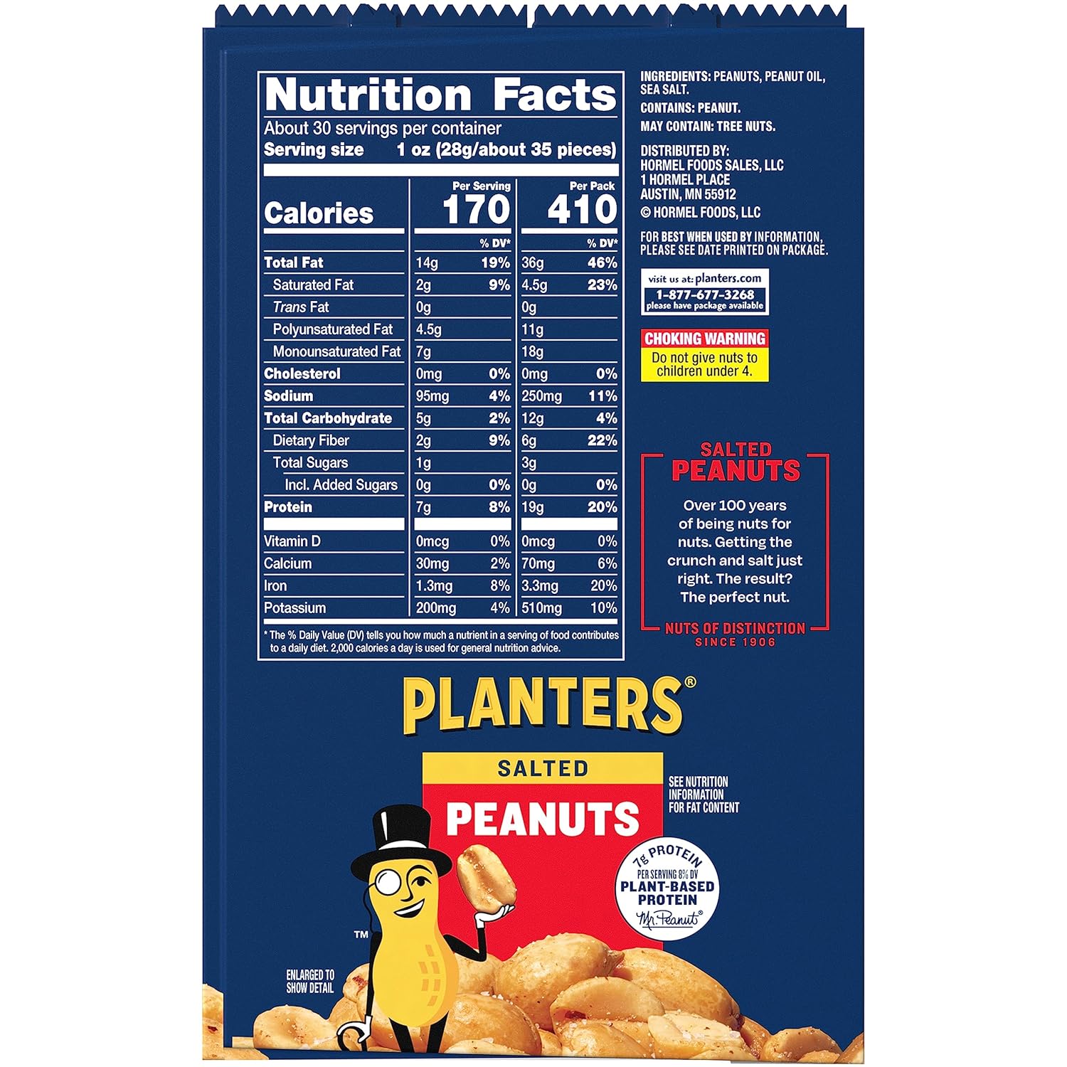 PLANTERS Salted Peanuts, 2.5 oz, 15-Pack, Snack Nuts