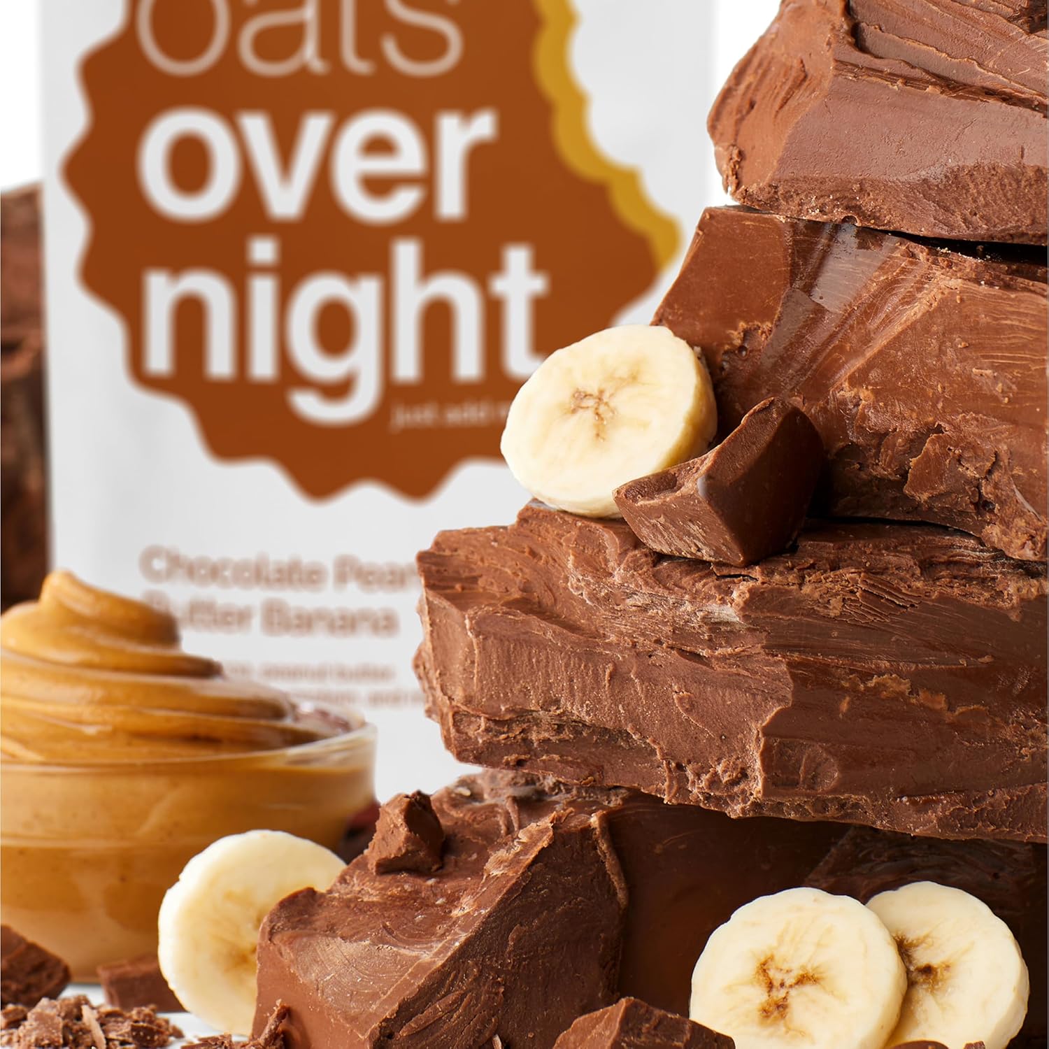 Oats Overnight Chocolate Peanut Butter Banana - Overnight Oats with 20g Protein, High Fiber Breakfast Protein Shake - Gluten Free Oatmeal, Non GMO High Protein Oatmeal (2.8 oz per meal) (8 Pack)