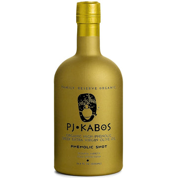 P.J. KABOS 2025/26 Fresh Harvest, Extremely High Phenolic (900+ mg/kg), USDA Organic Greek Extra Virgin Olive Oil, Kosher, Cold Extracted, 16.9oz Glass Bottle, PJ KABOS “Family Reserve Organic - Phenolic Shot”