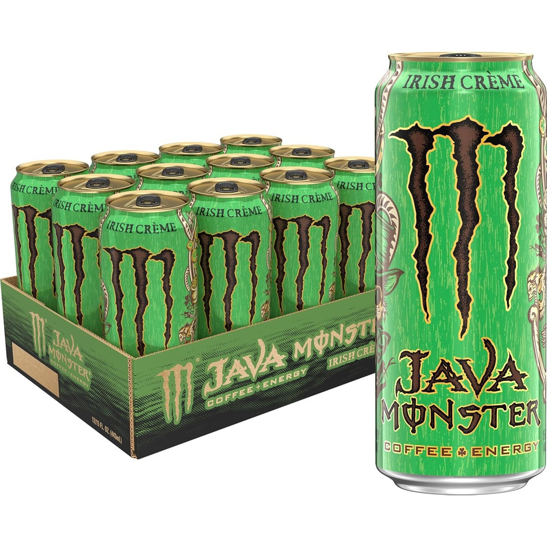 Java Monster Irish Crème, Coffee + Energy Drink, 15 Ounce | Pack of 12