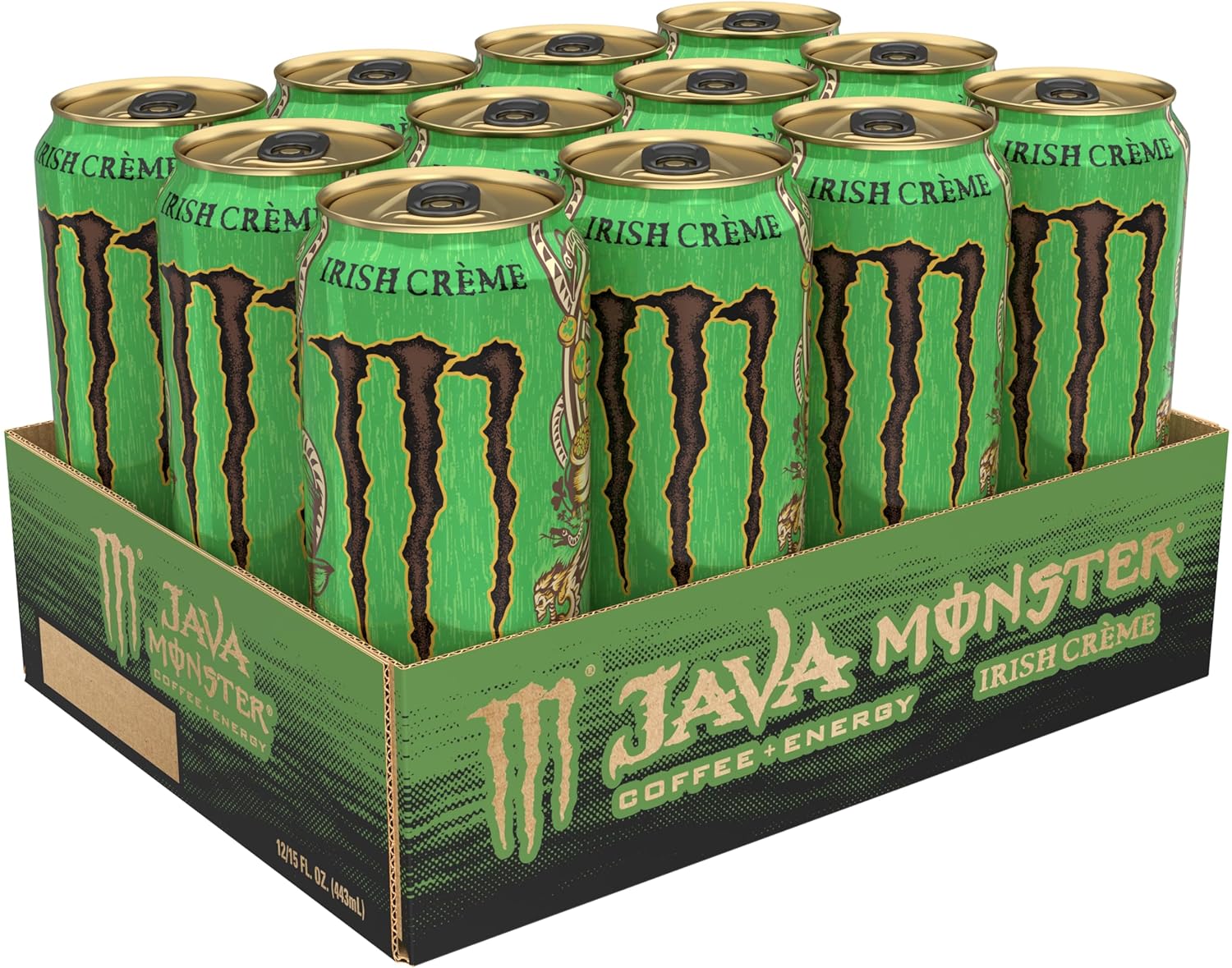 Java Monster Irish Crème, Coffee + Energy Drink, 15 Ounce | Pack of 12