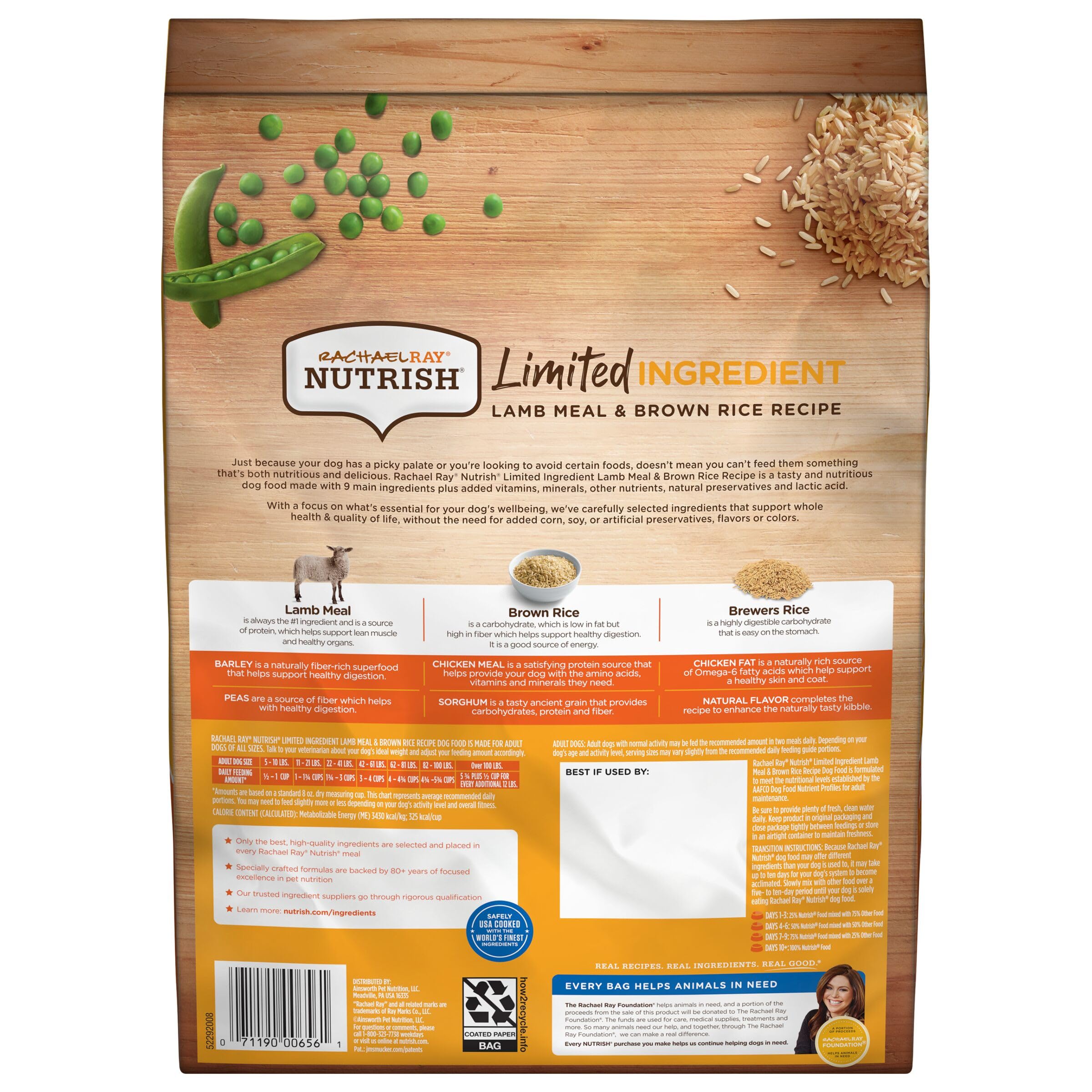 Nutrish Limited Ingredient Lamb Meal & Brown Rice Recipe Dry Dog Food, 14 lb. Bag, Packaging May Vary (Rachael Ray)