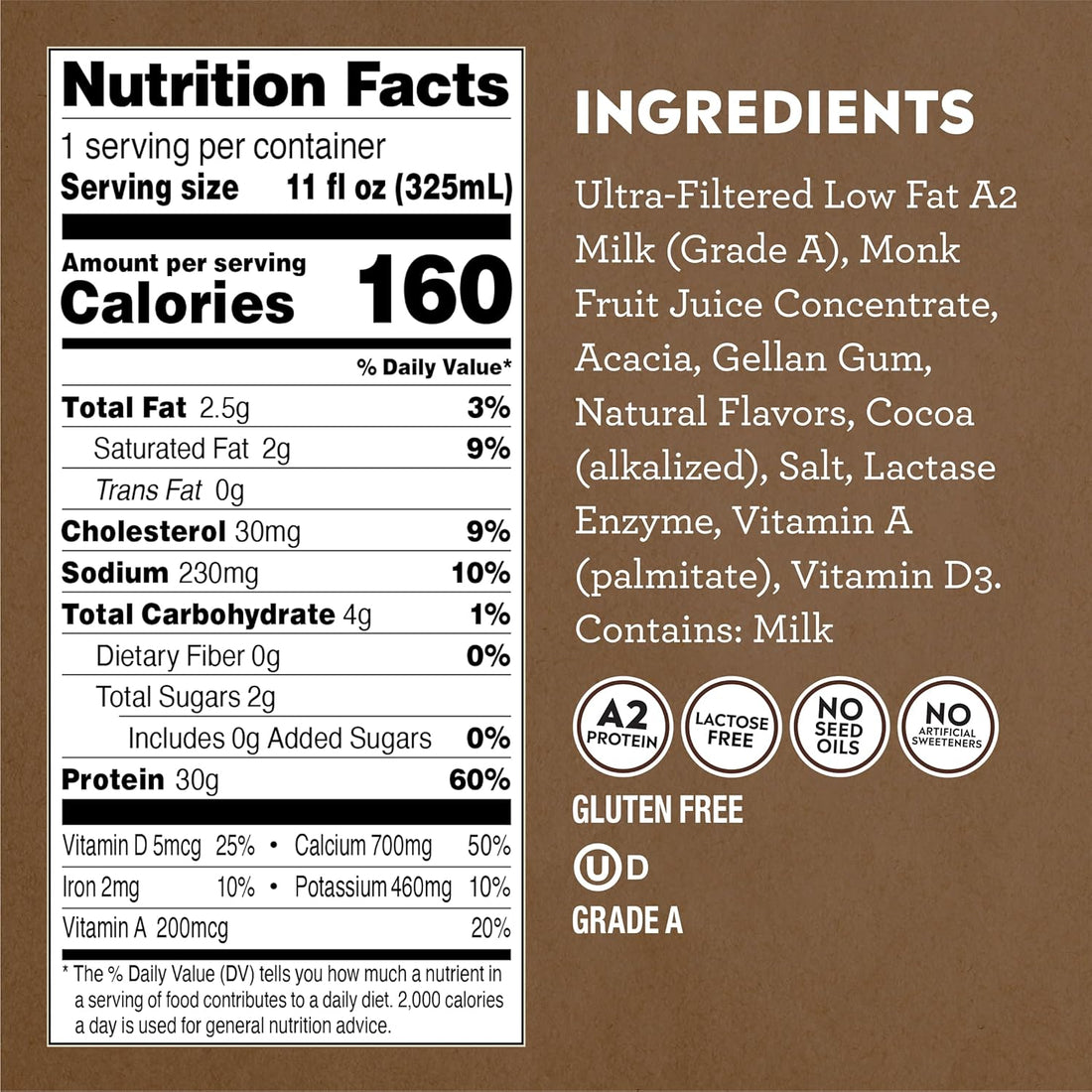 Pioneer Pastures - High Protein A2 Milkshakes - Vanilla - A2 Nutritional Milk, 30g Protein, 2g Sugar, No Sweeteners, No Seed Oils - All-Natural, Breakfast Shake, Meal Replacement, Workout - 11oz, 12 Pack